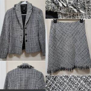 Chanel Tweed Style Blazer Jacket And Skirt Set